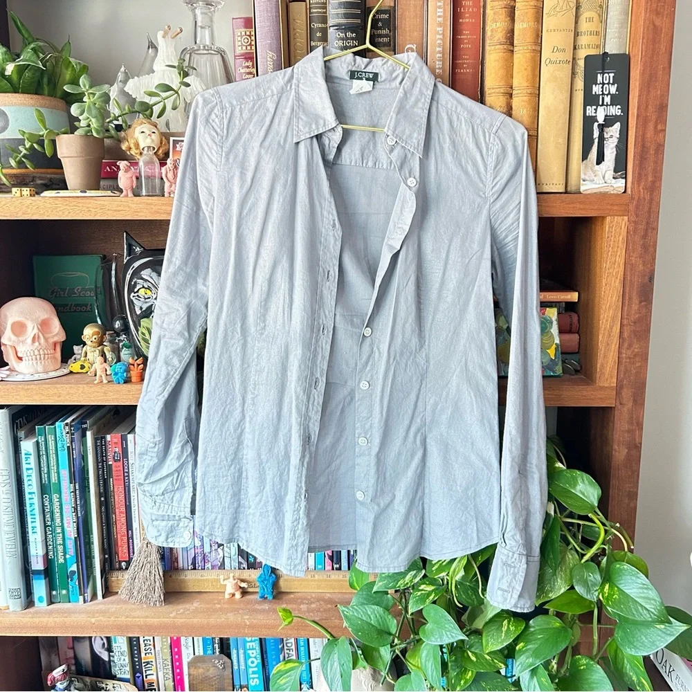 J. Crew Silver Gray Women's Button-Up Shirt